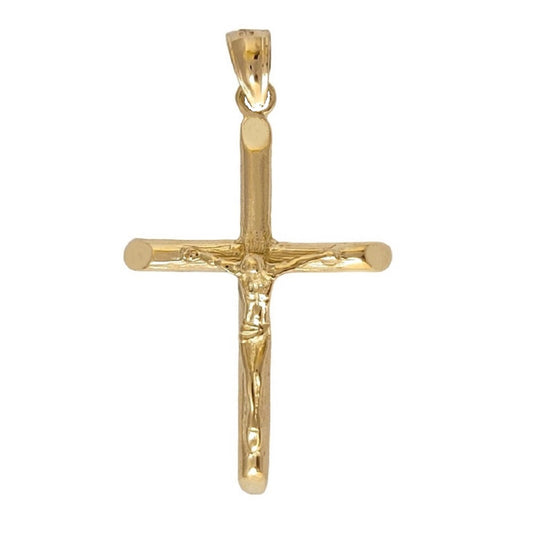 14K Yellow Gold Crucifix Cross Solid Pendant