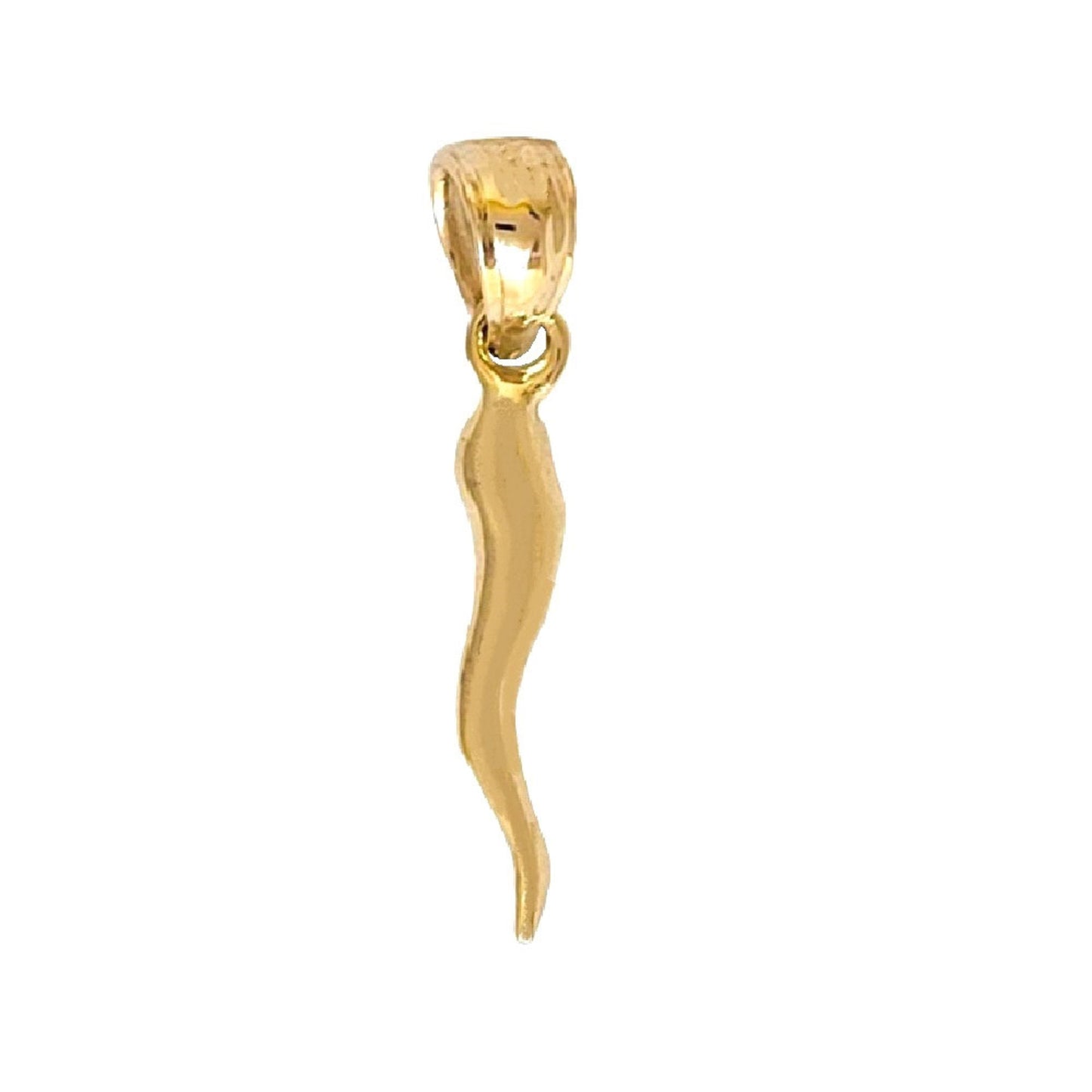 Small 14k Yellow Gold Horn 3D (3 Dimensional) Solid Pendant Charm