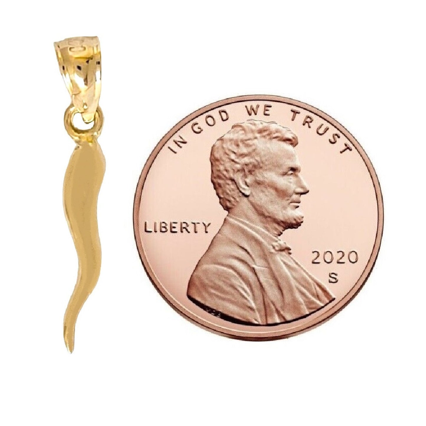 Small 14k Yellow Gold Horn 3D (3 Dimensional) Solid Pendant Charm