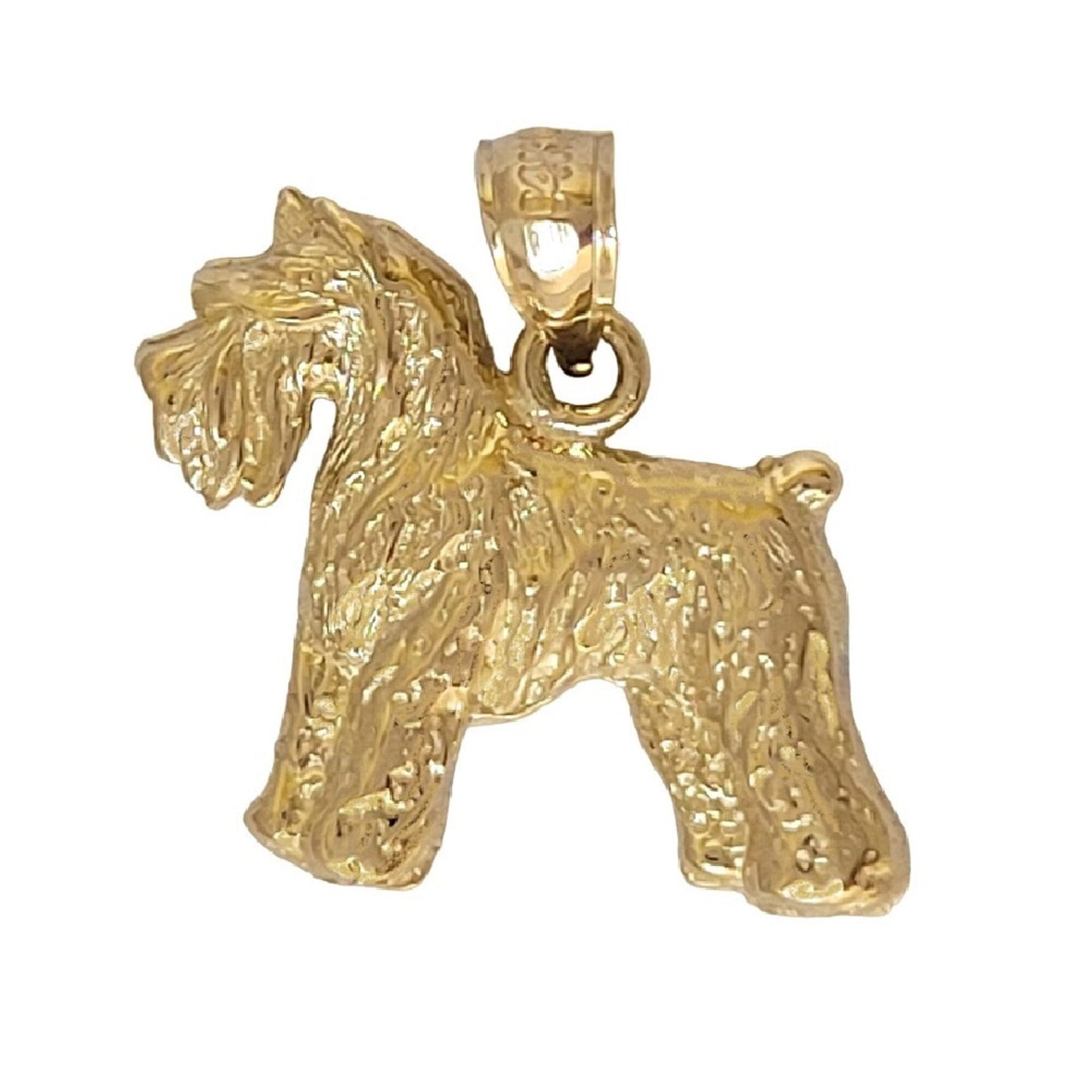 14K Yellow Gold Terrier Dog Pendant