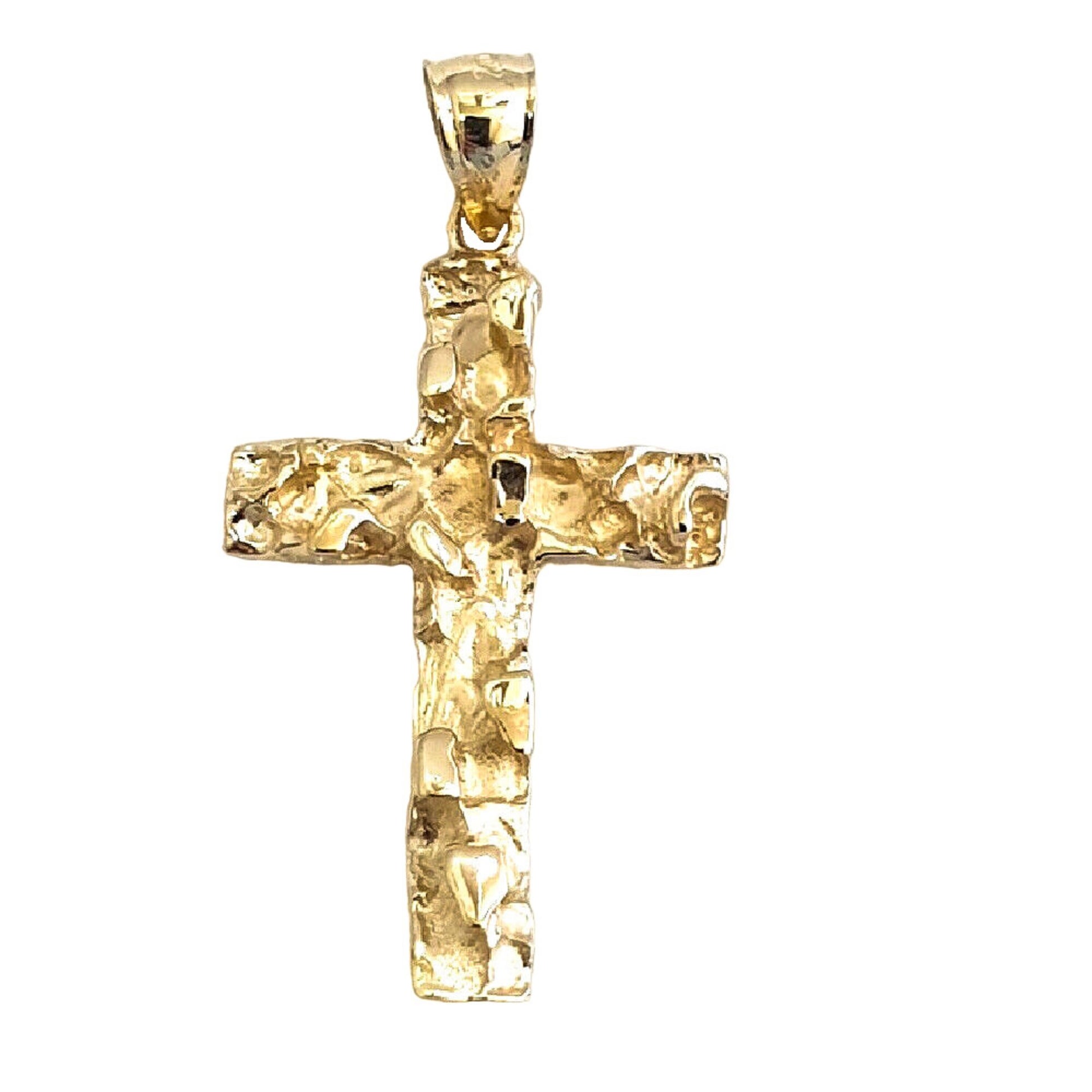 14K Yellow Gold Nugget Cross Pendant