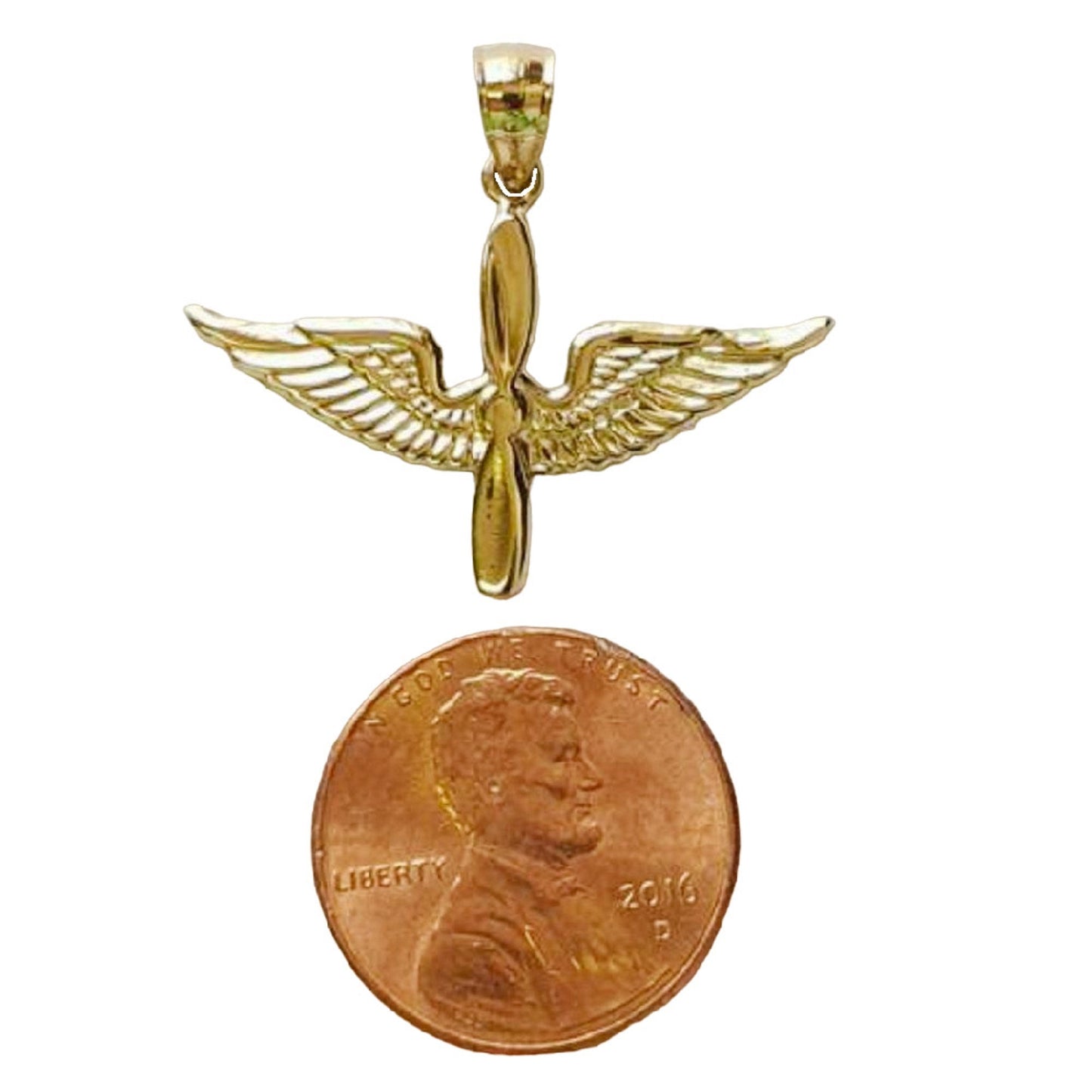 14K Yellow Gold US Army Aviation Air Force Pilot Wing Pendant