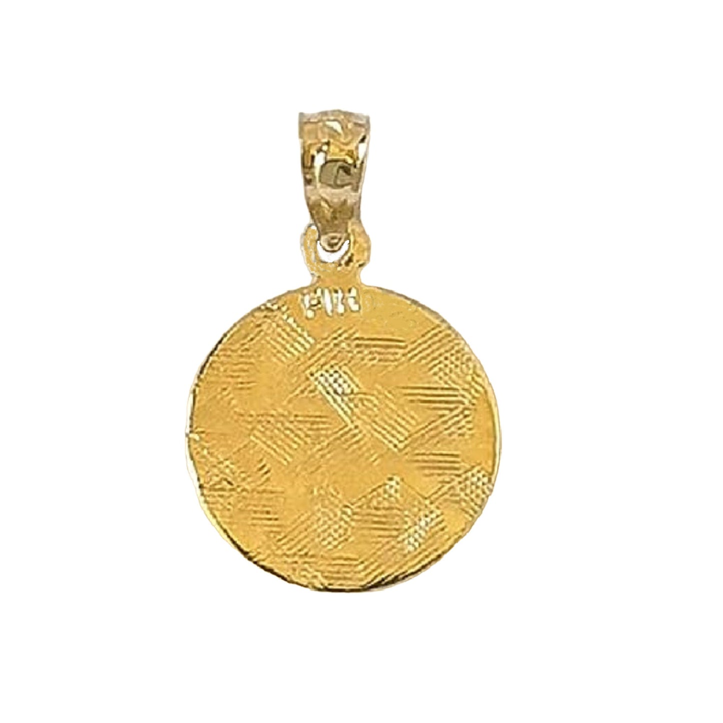 14K Yellow Gold 7/16 inch (11 mm) round Saint Anthony Pray For Us Pendant