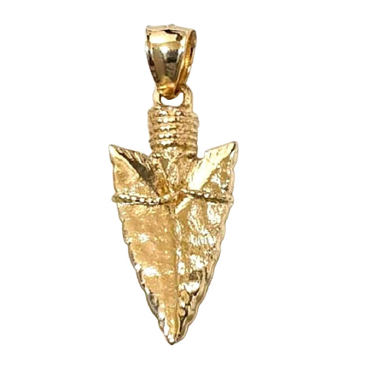 14K Yellow Gold Arrowhead 3D (3 Dimensional) Solid Pendant