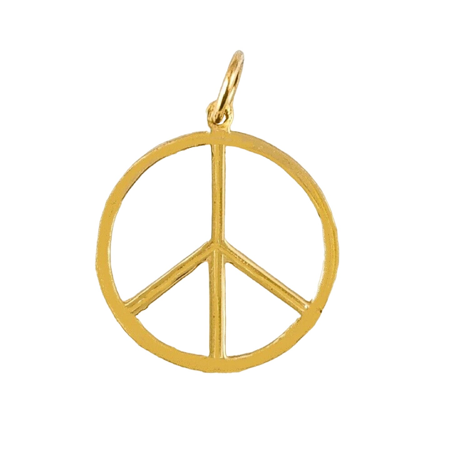 14K Yellow Gold PEACE Sign Symbol Pendant Charm