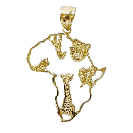 14K Yellow Gold Africa Map Pendant
