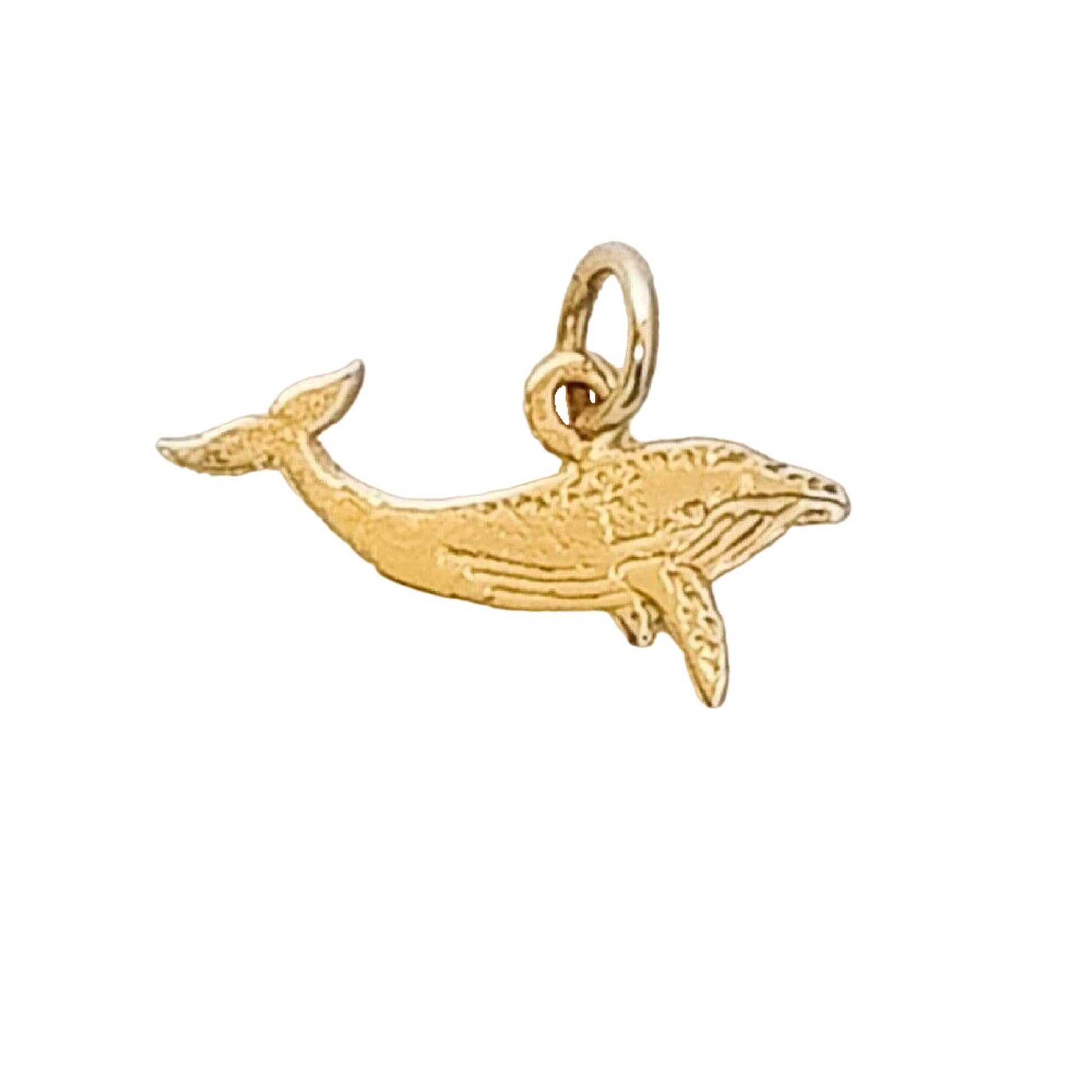 Small 14K Yellow Gold Whale Charm Pendant