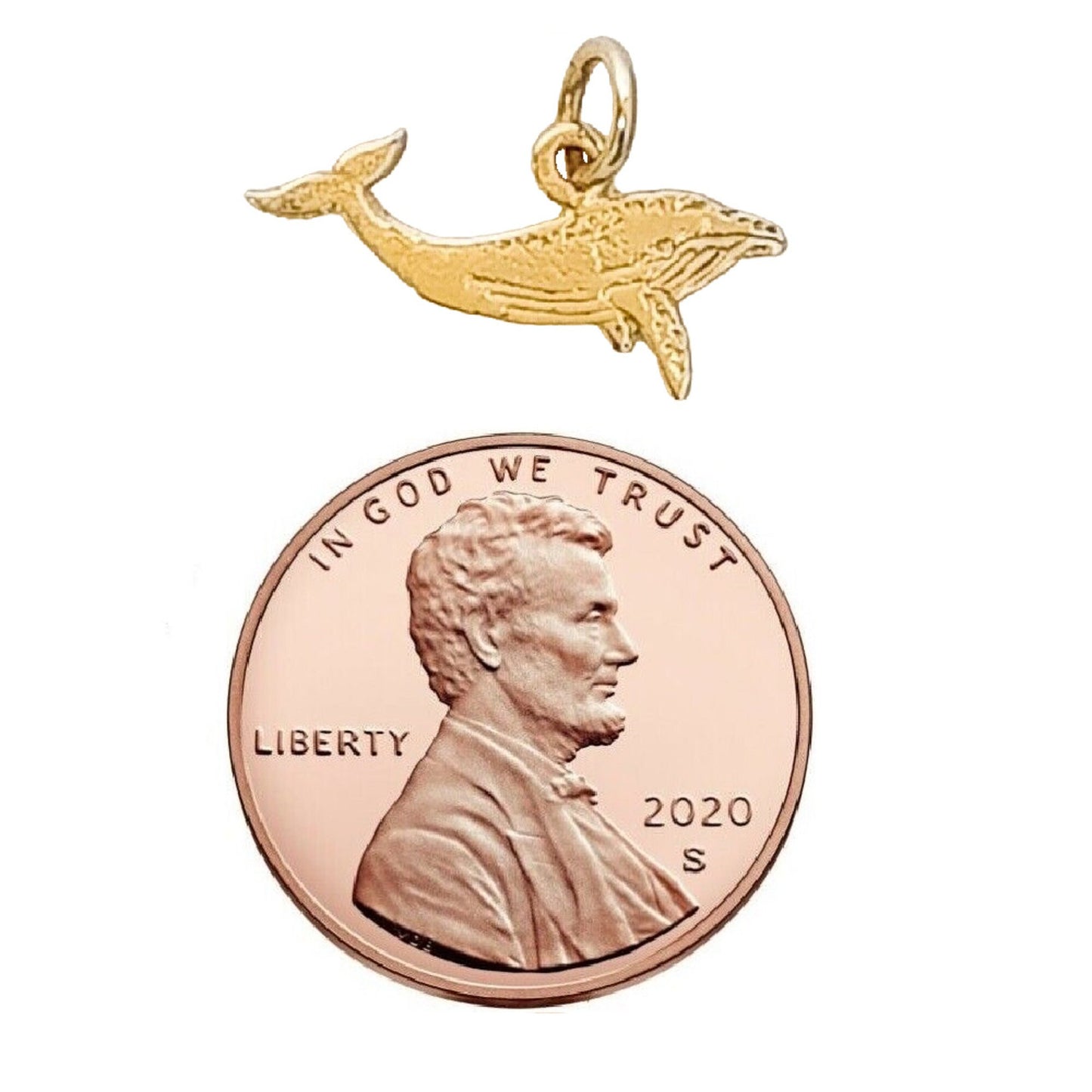 Small 14K Yellow Gold Whale Charm Pendant
