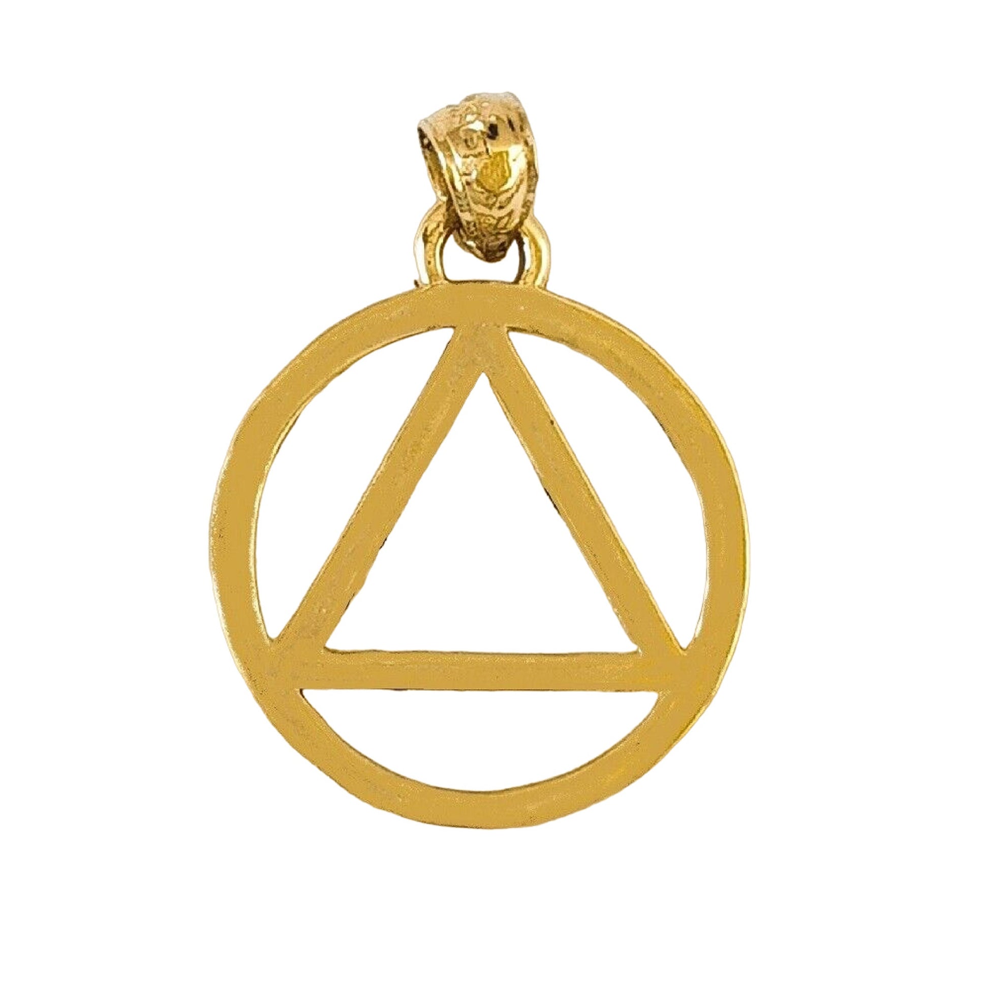 14K Yellow Gold Alcoholics Anonymous Recovery Sobriety Symbol Pendant