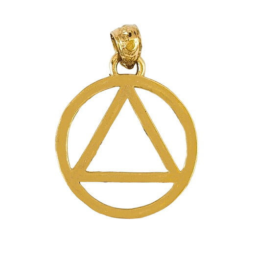 14K Yellow Gold Alcoholics Anonymous Recovery Sobriety Symbol Pendant