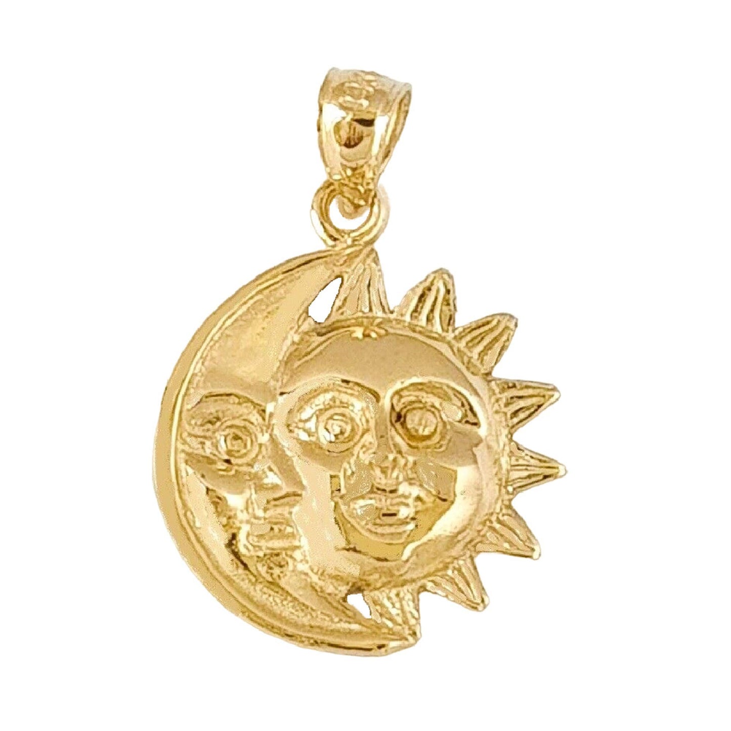 14k Yellow Gold Sun and Moon Pendant