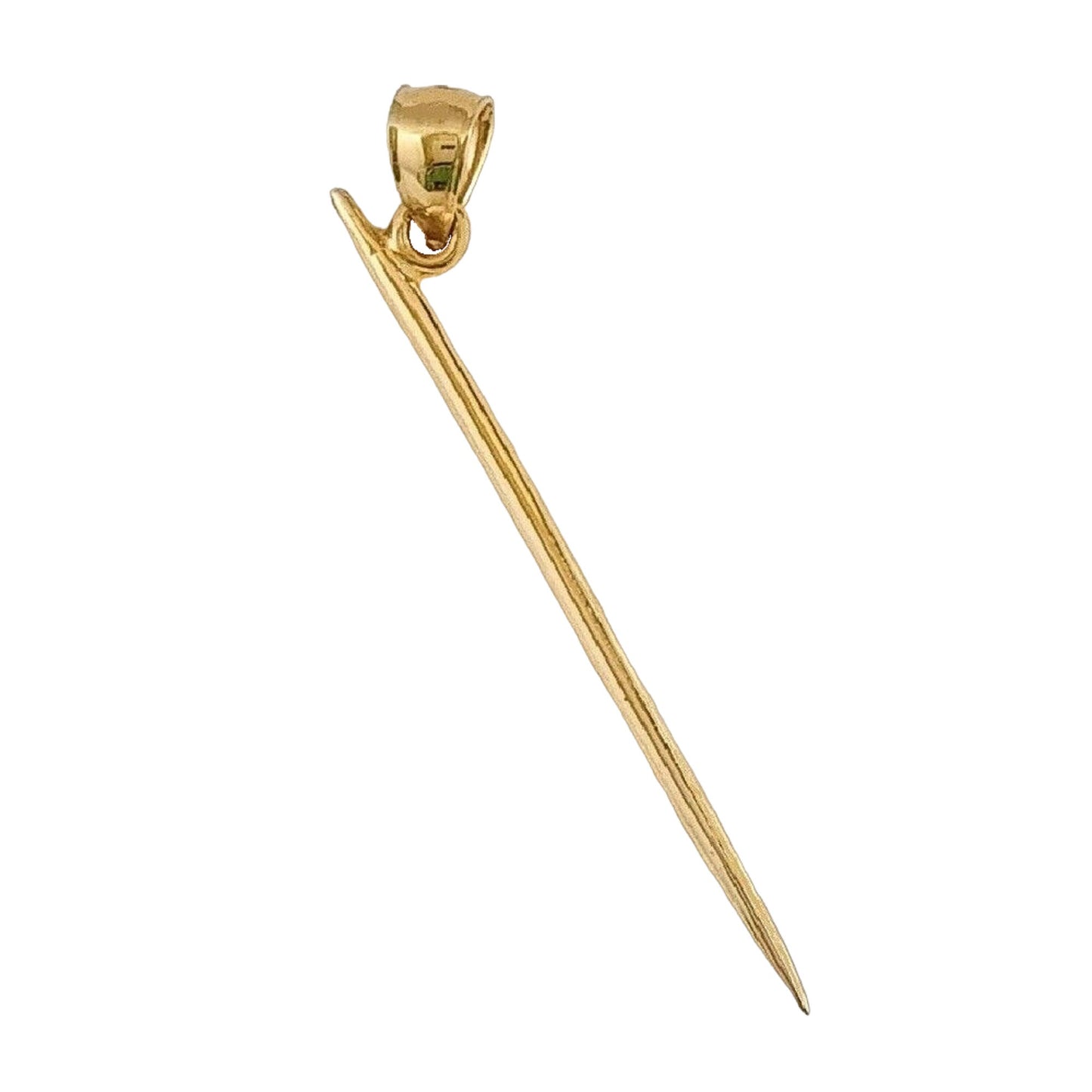 14K Yellow Gold Toothpick 3D (3 Dimensional) Solid Pendant