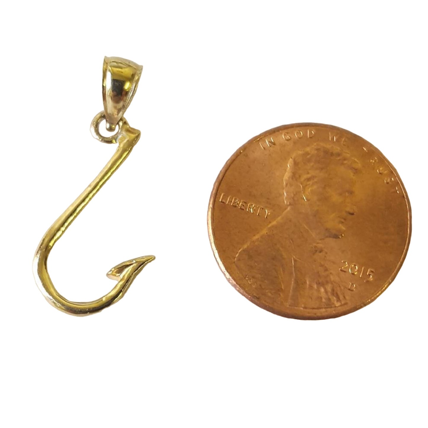14K Yellow Gold Fish Hook Pendant