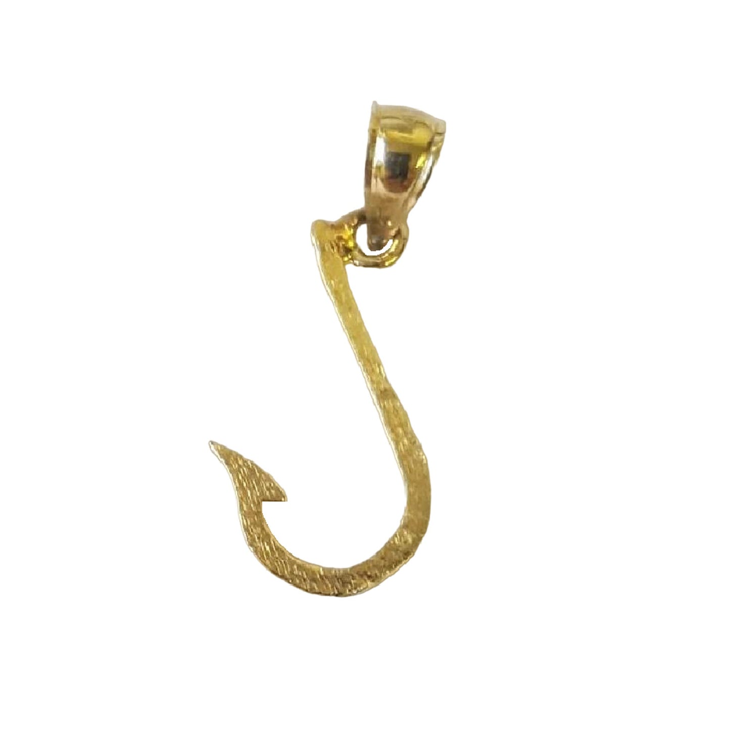 14K Yellow Gold Fish Hook Pendant