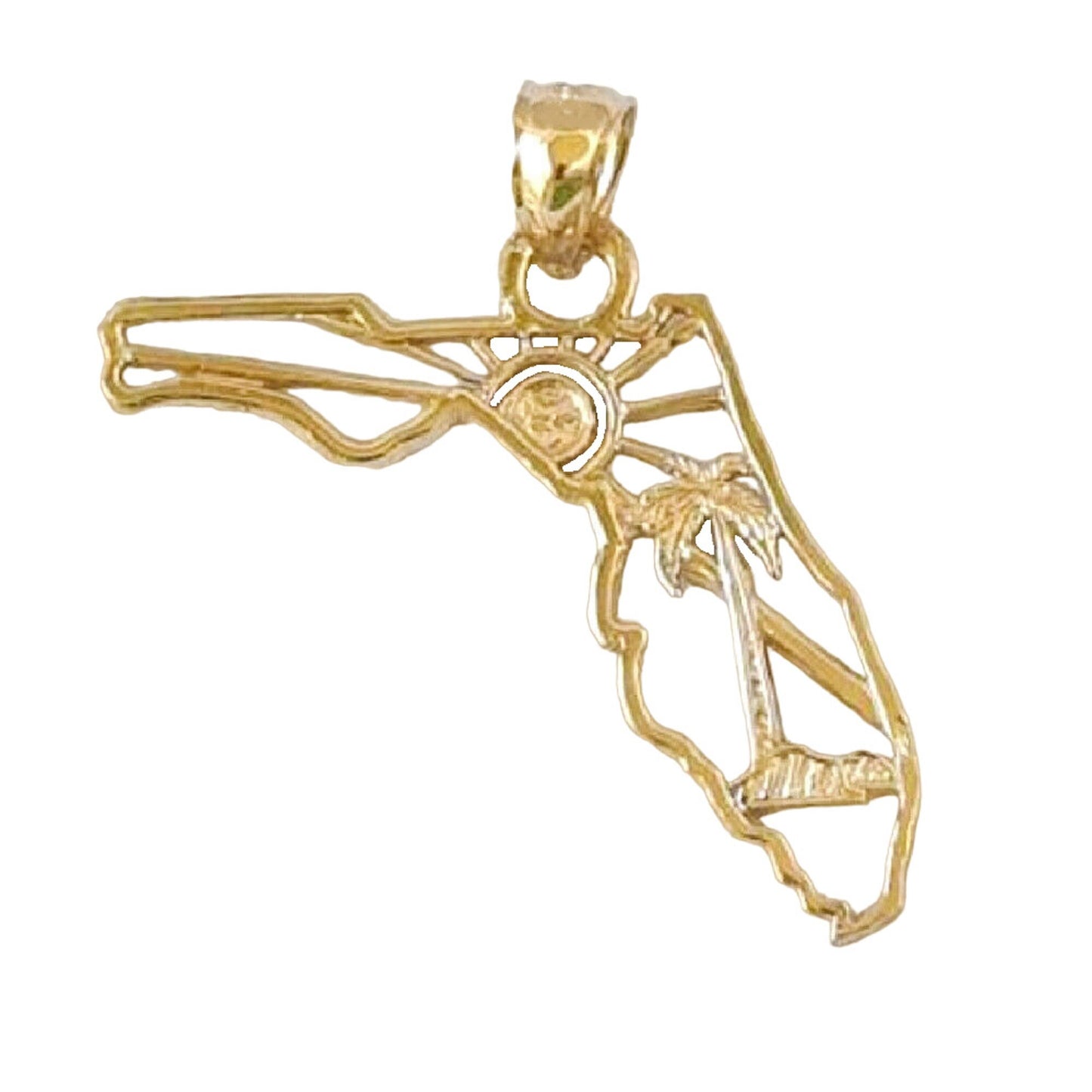 14K Yellow Gold Florida State Map Pendant