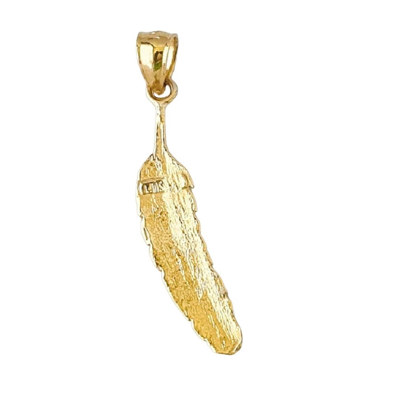 14K Yellow Gold Feather Pendant