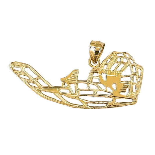 14K Yellow Gold Airboat Hovercraft Pendant