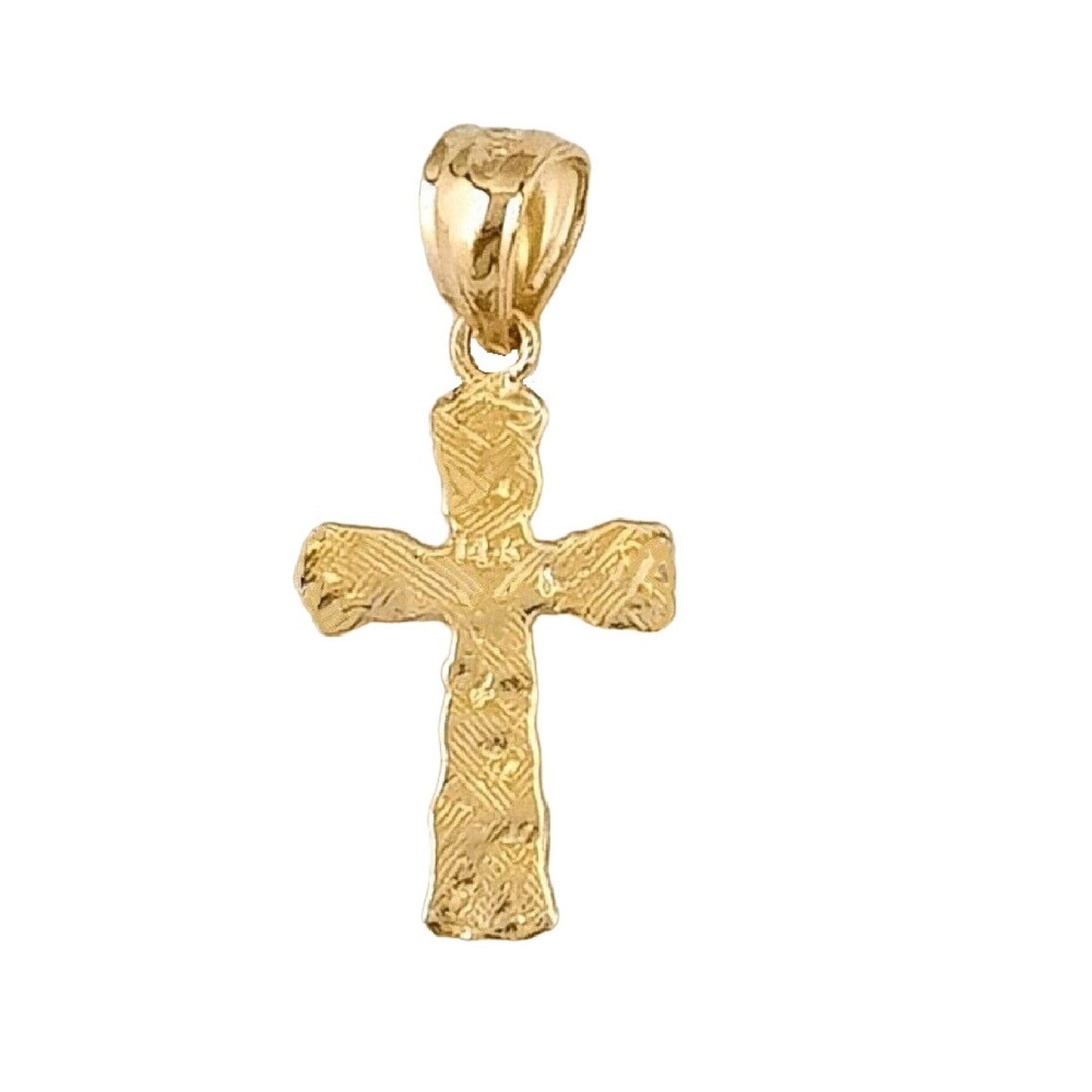 14K Yellow Gold Nugget Cross Pendant