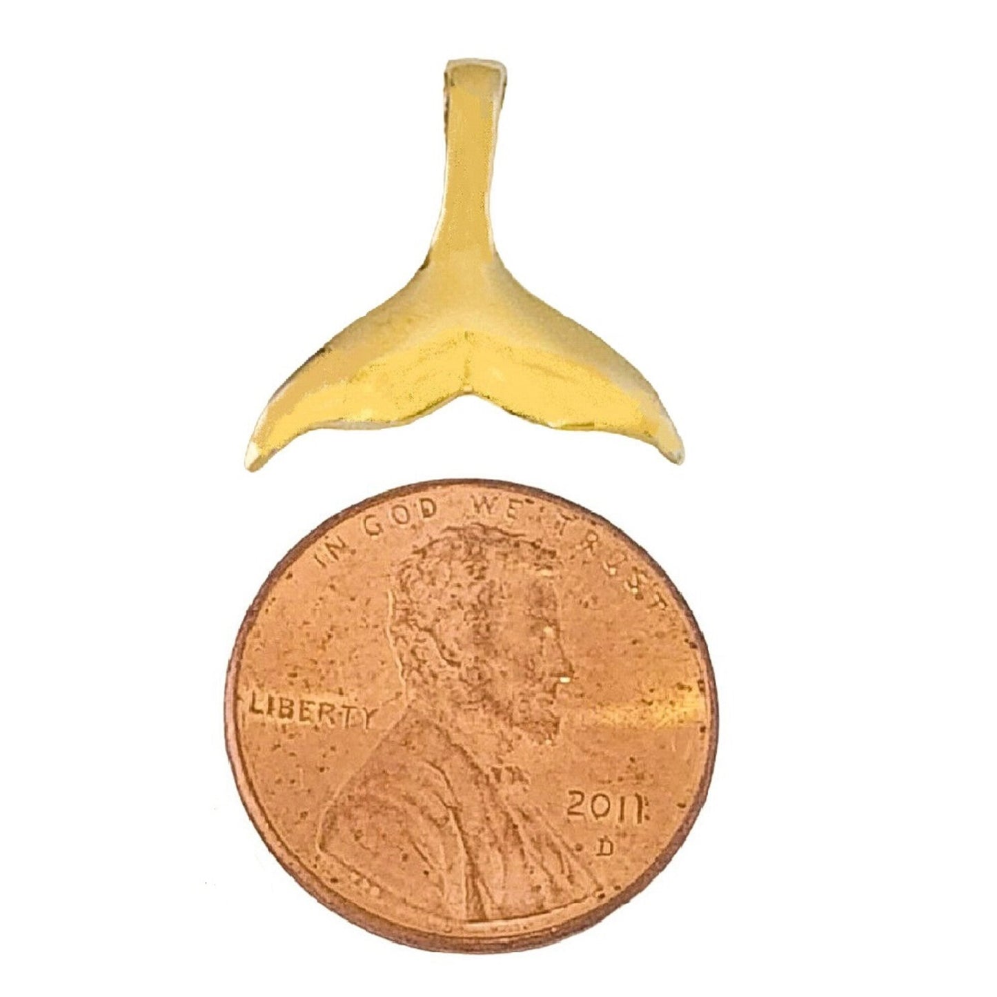 14K Yellow Gold Whale Tail Pendant