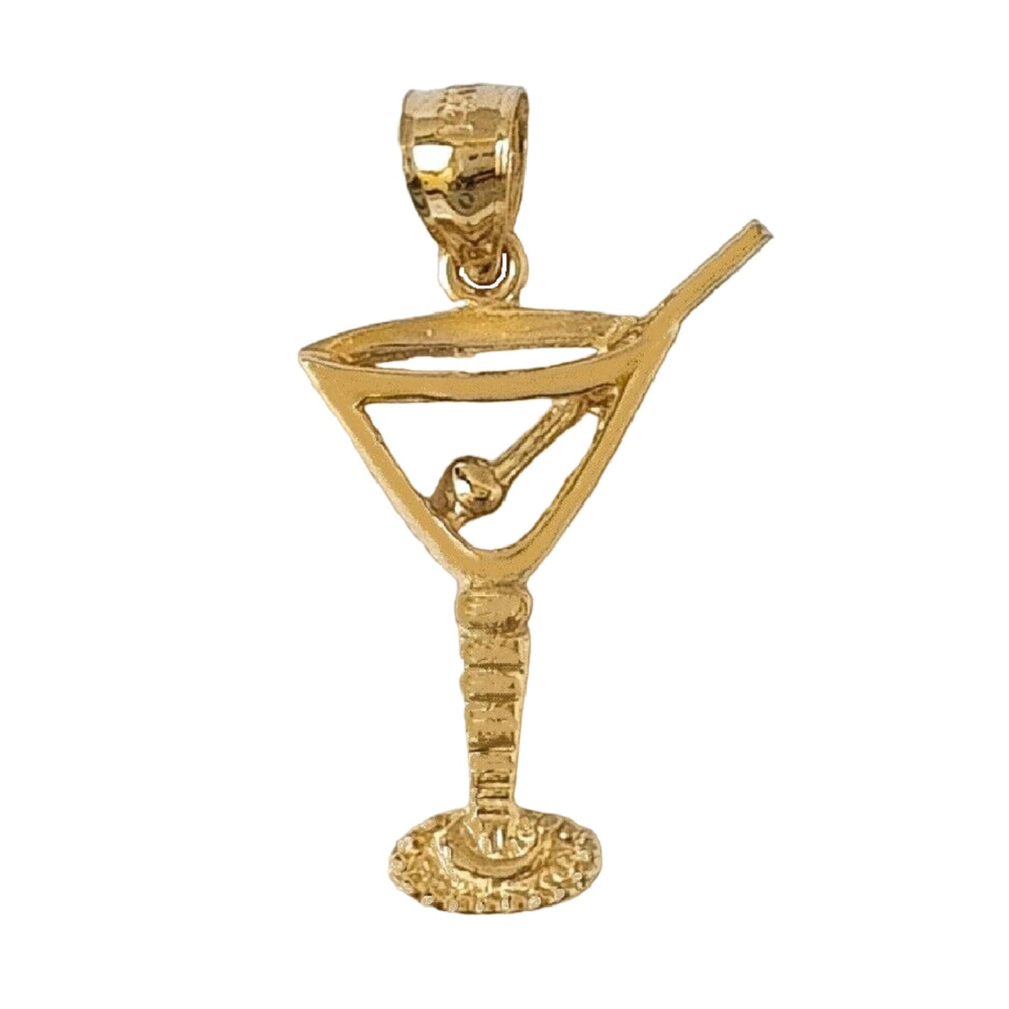 14K Yellow Gold Martini Glass Pendant