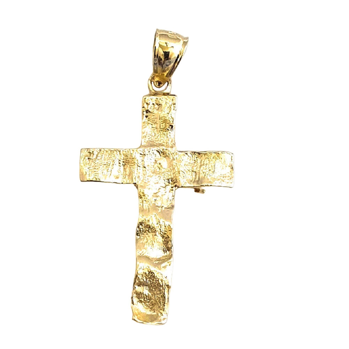 14K Yellow Gold Nugget Cross Pendant