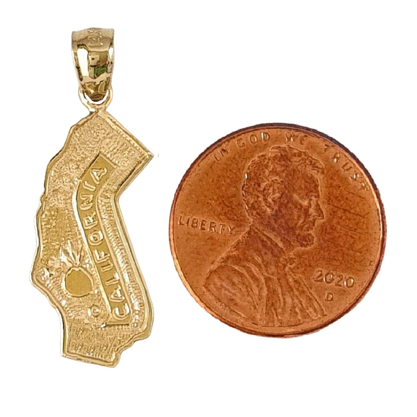 14K Yellow Gold California State Map Pendant
