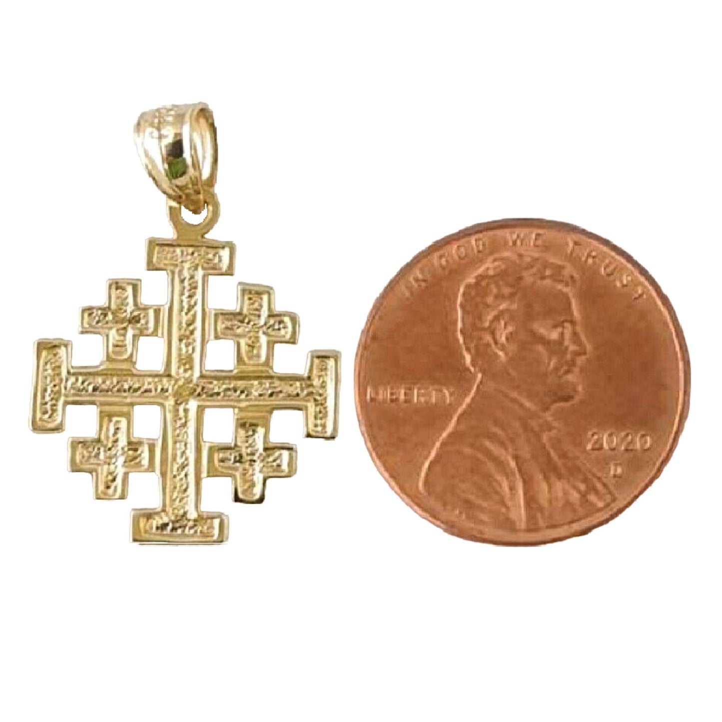 14K Yellow Gold Jerusalem Cross Pendant