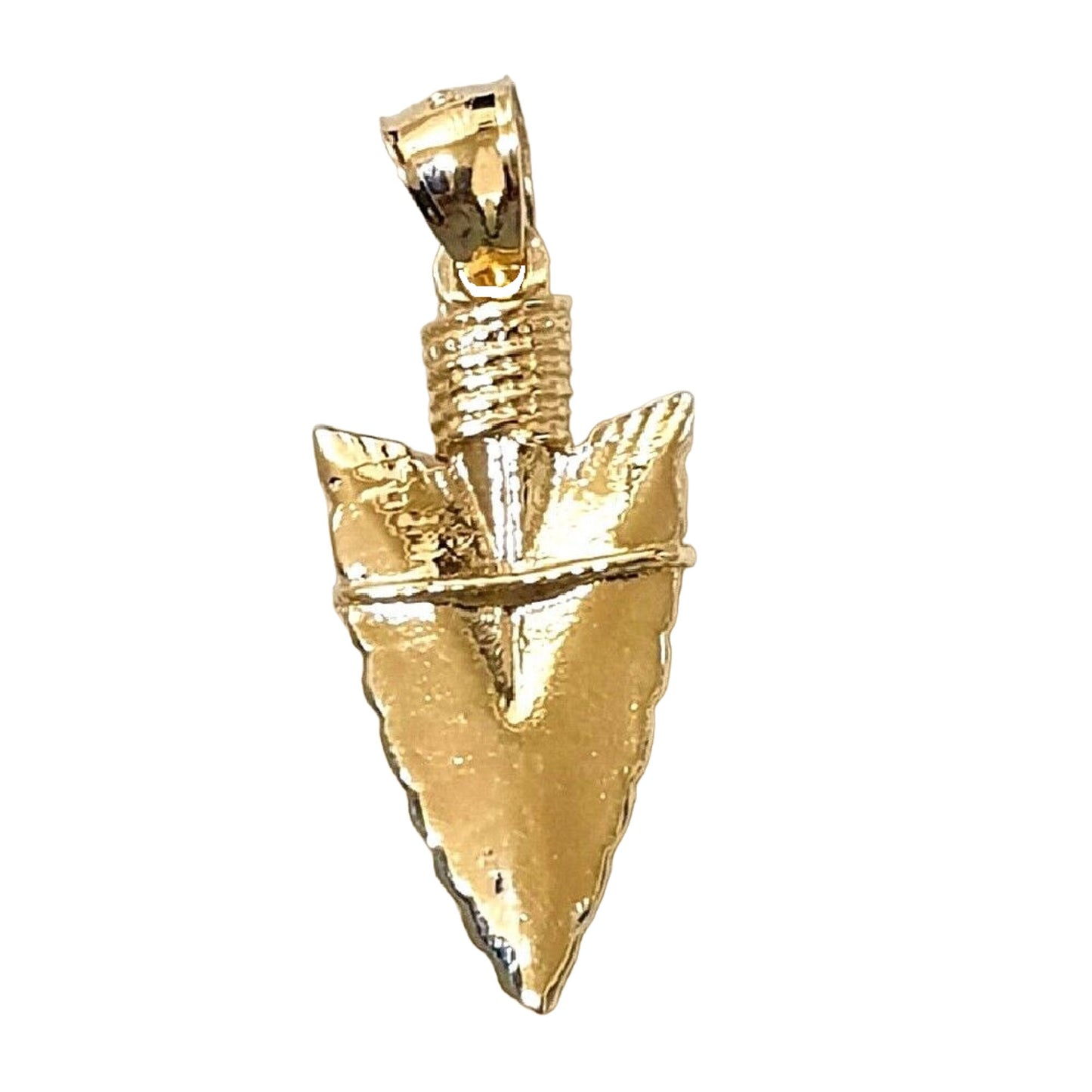 14K Yellow Gold Arrowhead 3D (3 Dimensional) Solid Pendant