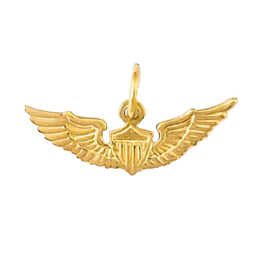 14K Yellow Gold US Air Force Pilot Wing Pendant Charm