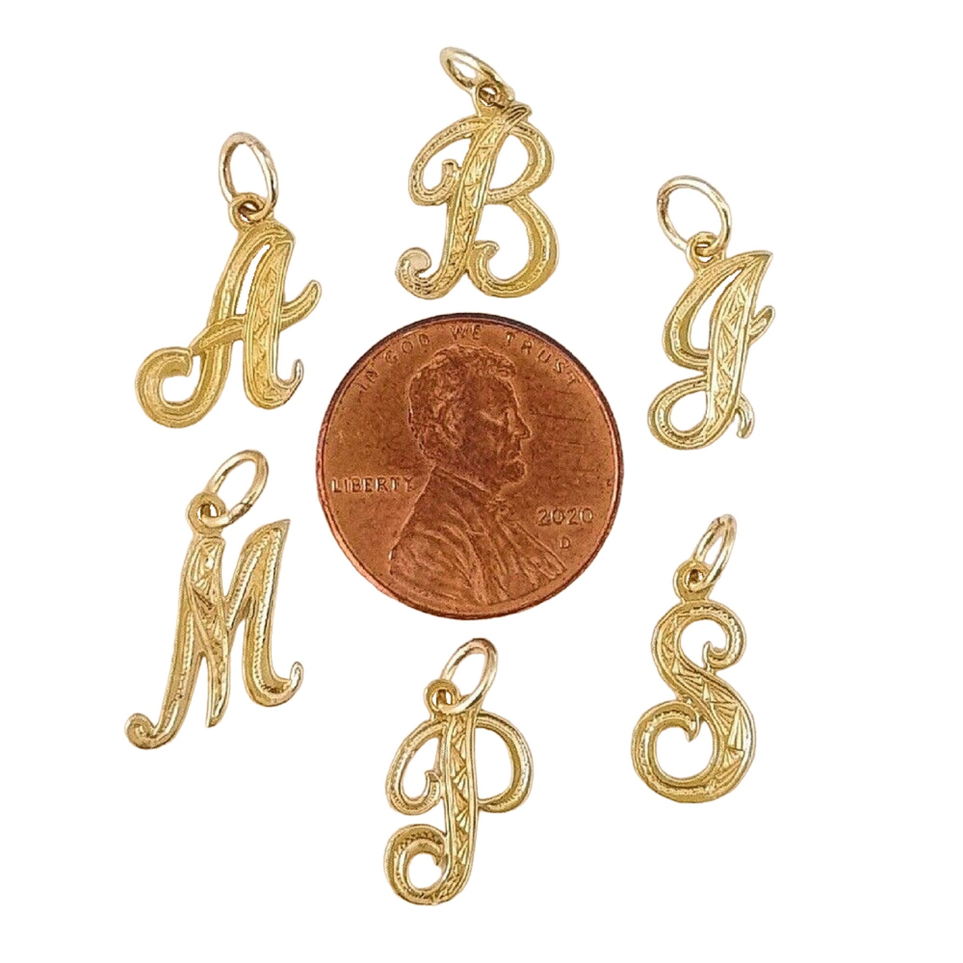 A to Z Any One 14K Yellow Gold Letter Pendant Charm
