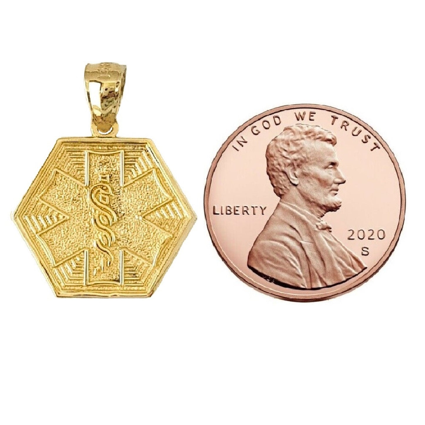 14K Yellow Gold MEDICAL ALERT SYMBOL Pendant