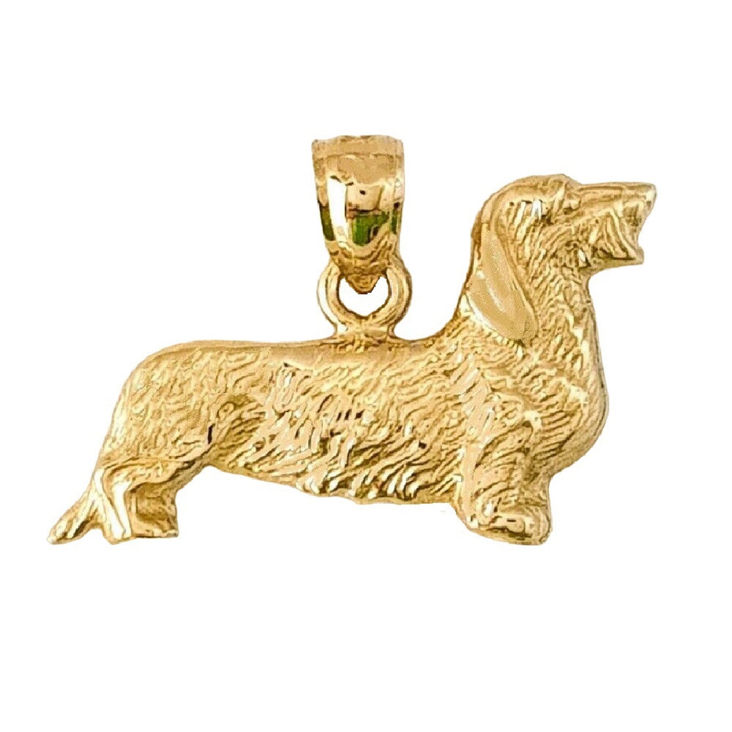 14K Yellow Gold Dachshund Dog Pendant