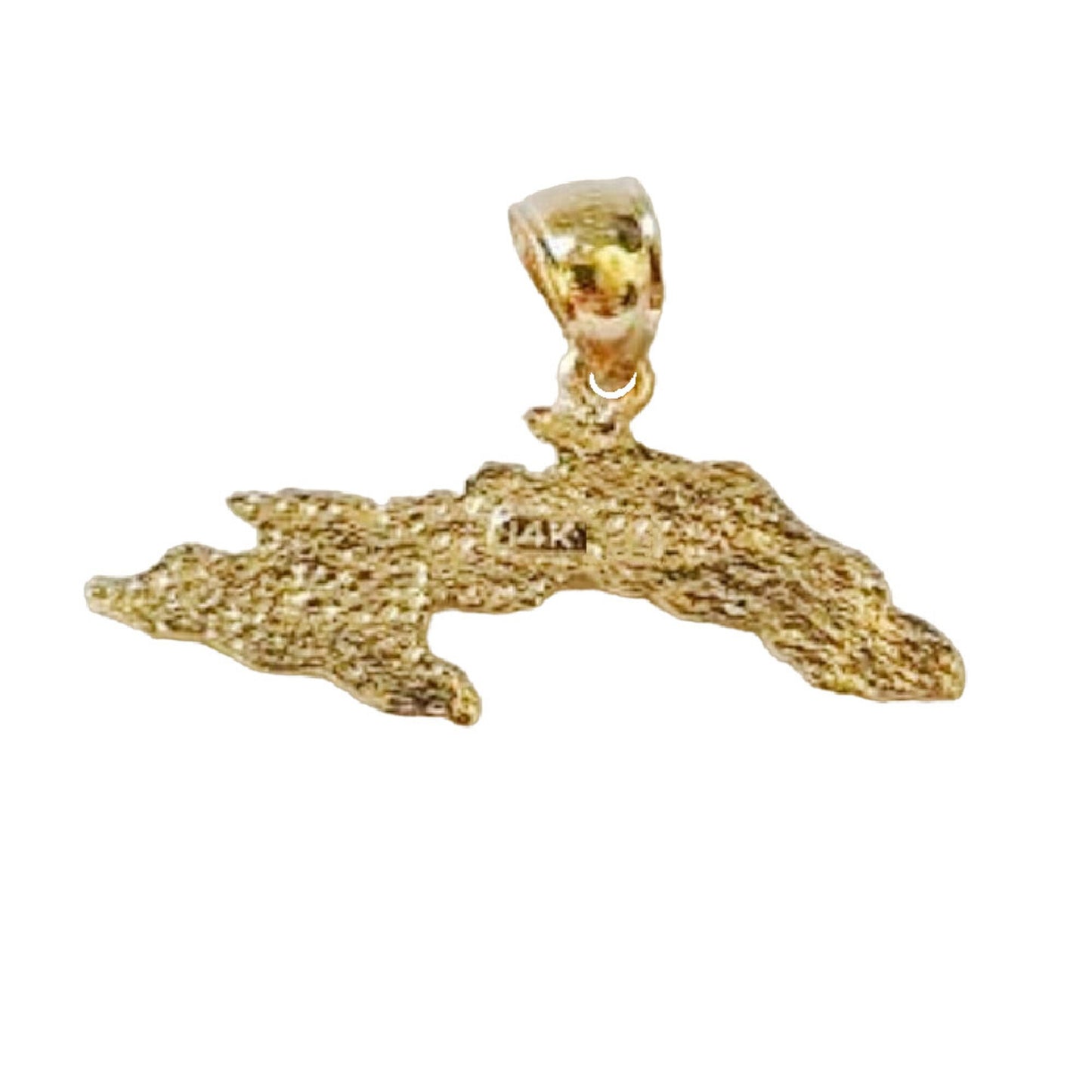 14K Yellow Gold Cuba Island Map Pendant