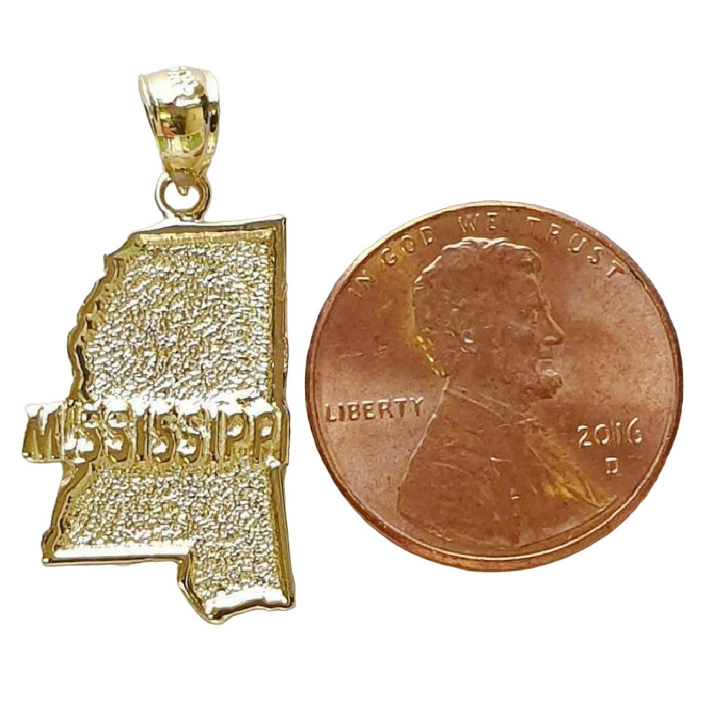 14K Yellow Gold Mississippi State Map Pendant