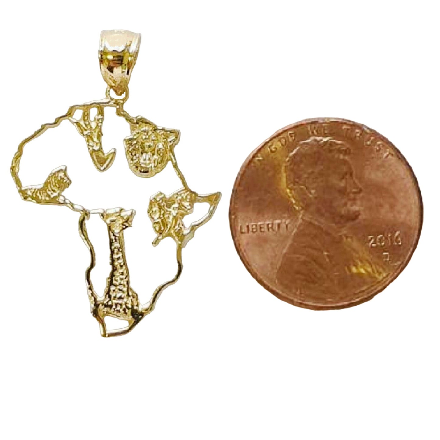 14K Yellow Gold Africa Map Pendant