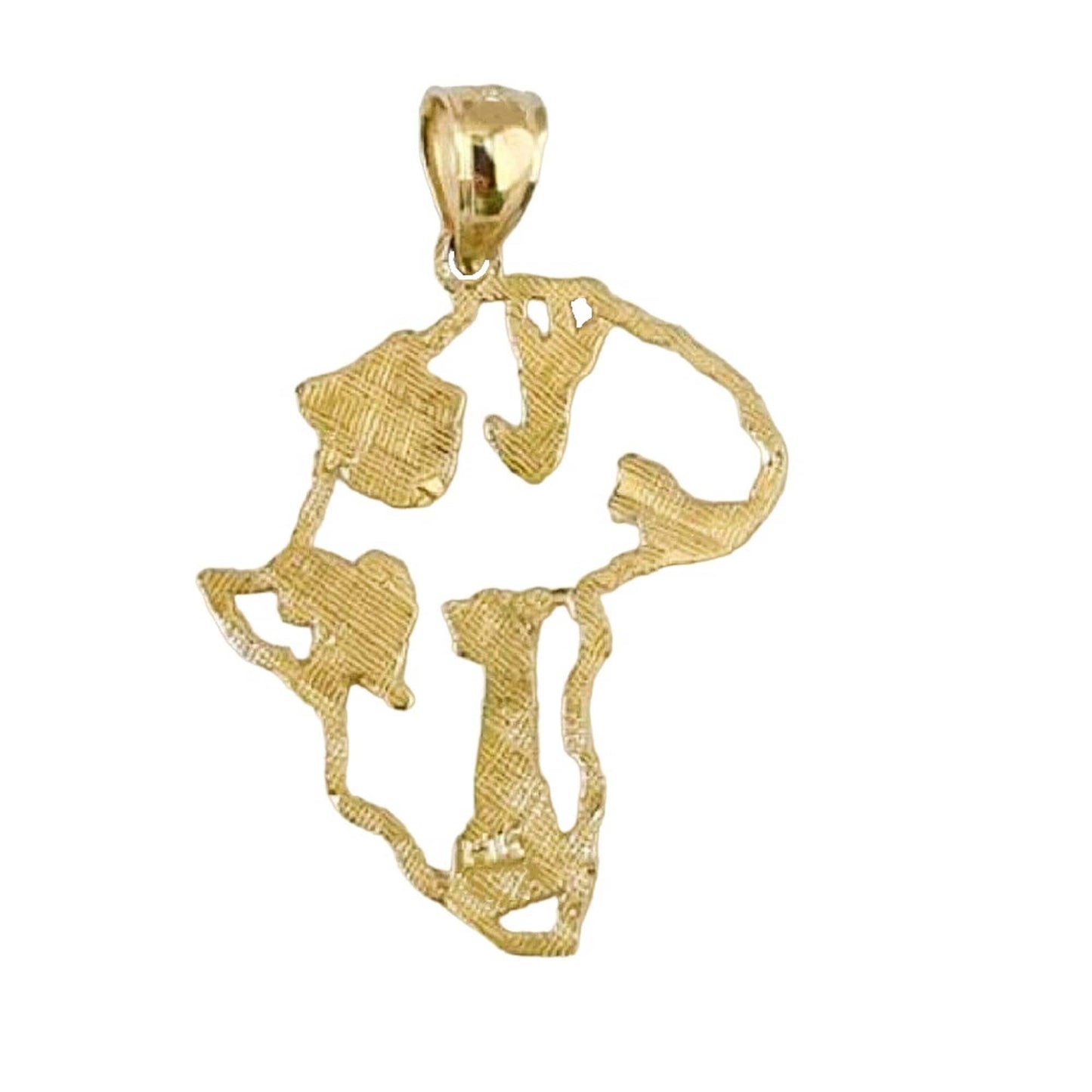 14K Yellow Gold Africa Map Pendant