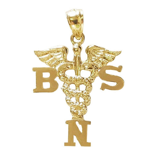 14K Yellow Gold BSN Bachelors Science Nursing Pendant
