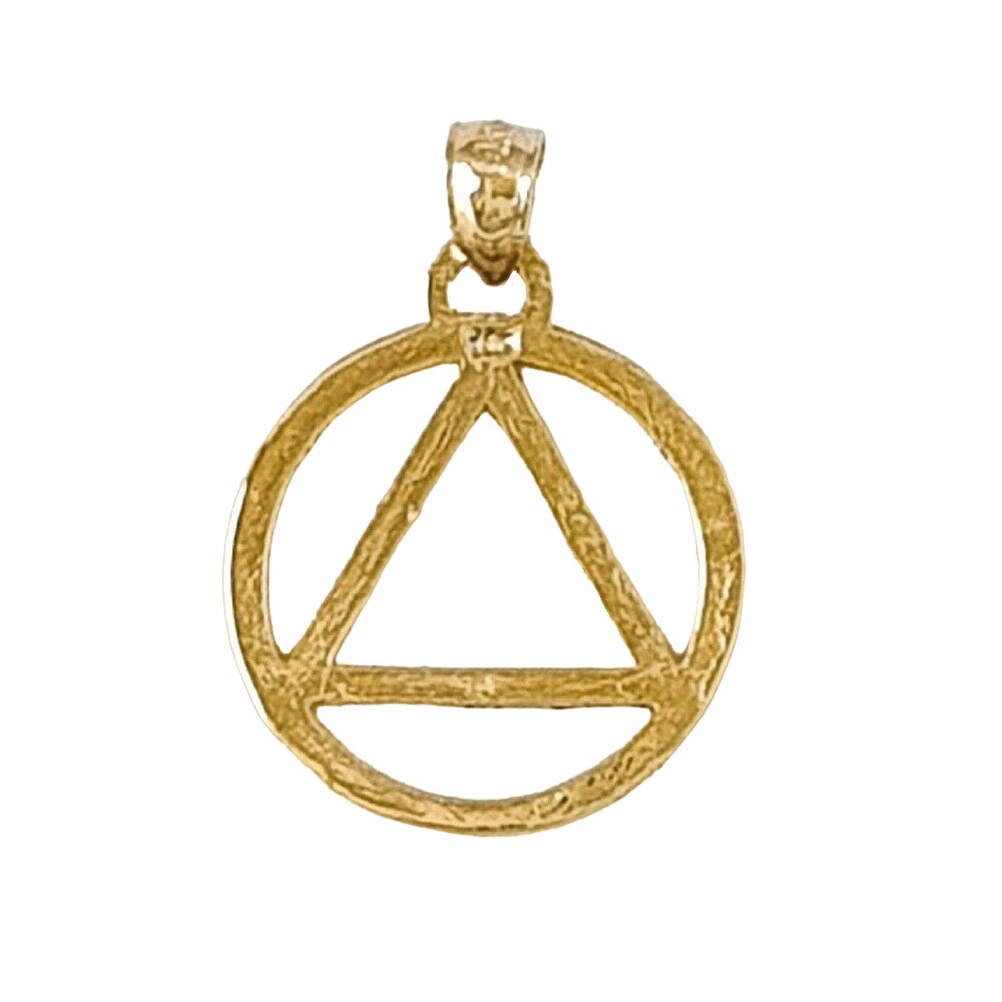 14K Yellow Gold Alcoholics Anonymous Recovery Sobriety Symbol Pendant