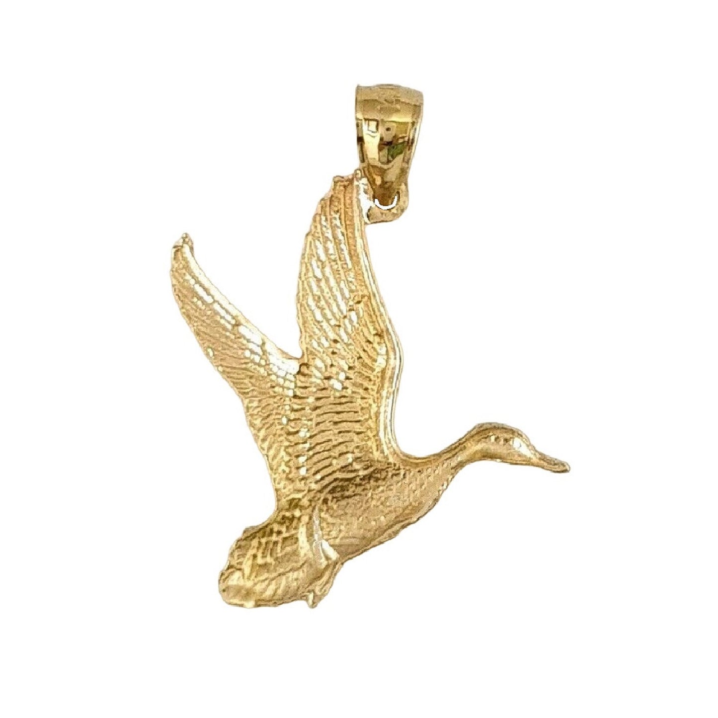 14K Yellow Gold Duck Mallard Waterfowl Bird Pendant