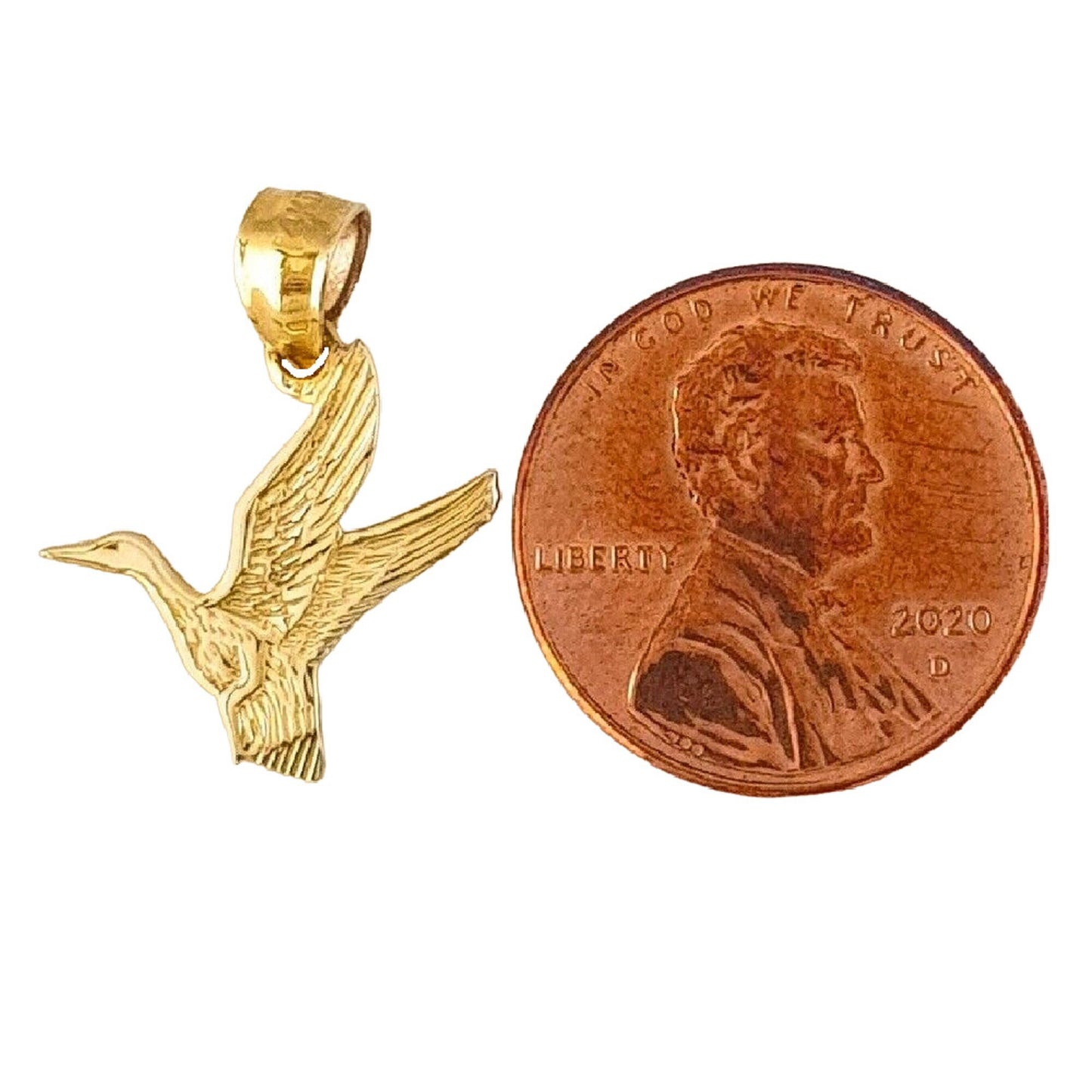 14K Yellow Gold Duck Bird Pendant Charm