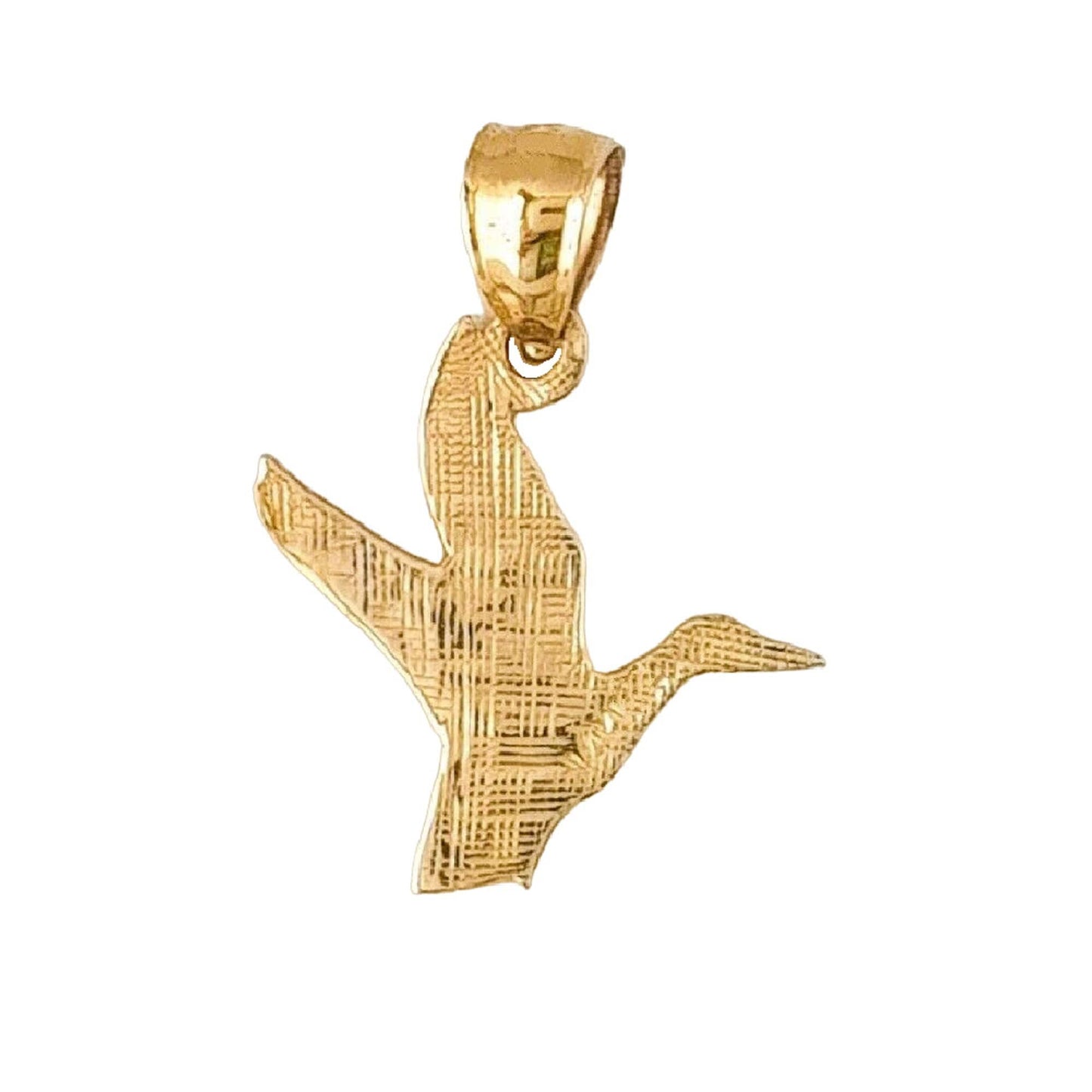 14K Yellow Gold Duck Bird Pendant Charm