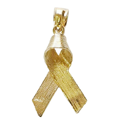 14K Yellow Gold Breast Cancer Awareness Ribbon Pendant