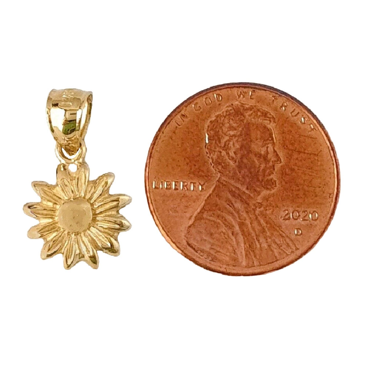 Small 14K Yellow Gold Sunflower Pendant Charm