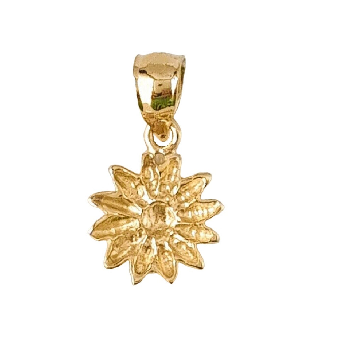 Small 14K Yellow Gold Sunflower Pendant Charm