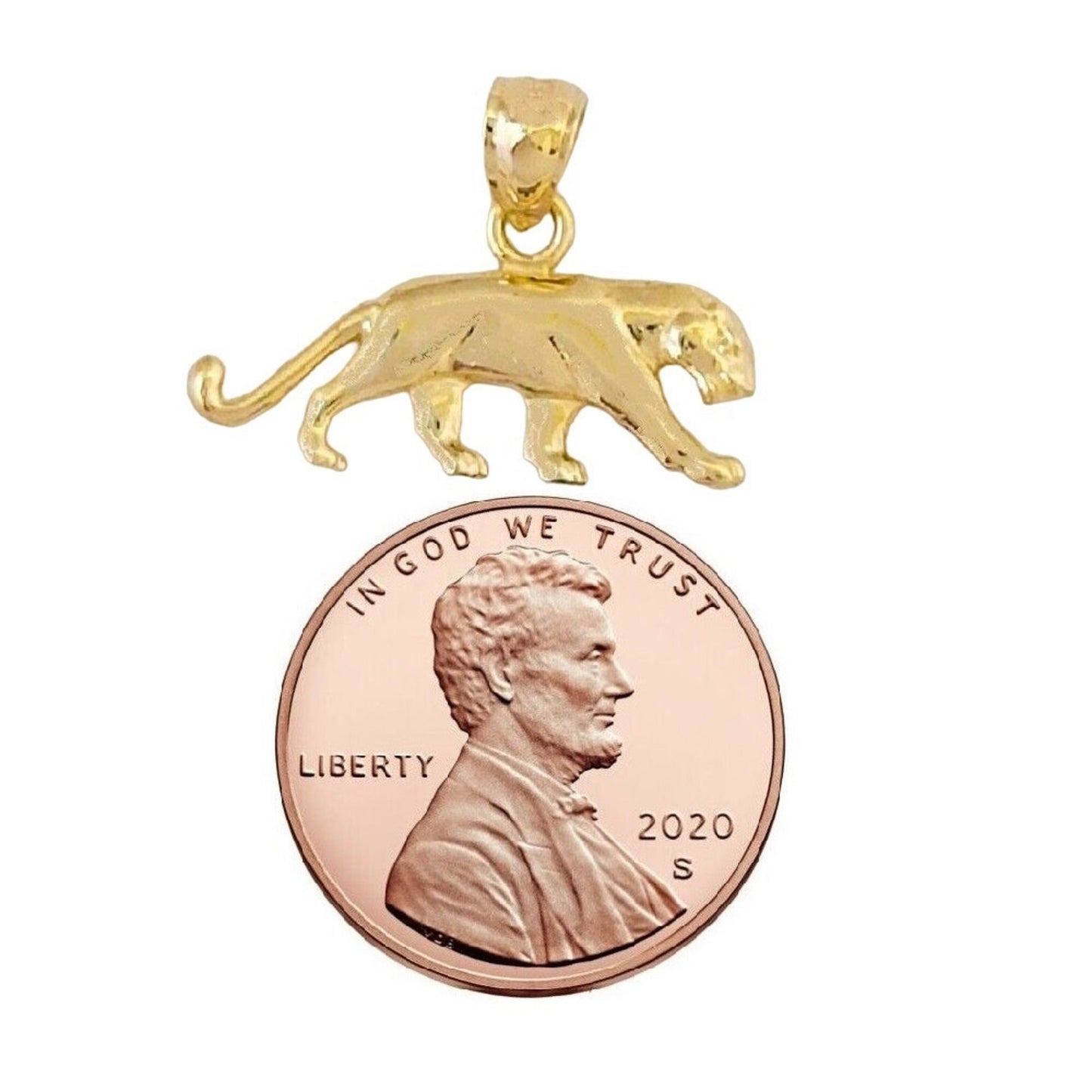 14K Yellow Gold Panther, Big Cat Pendant
