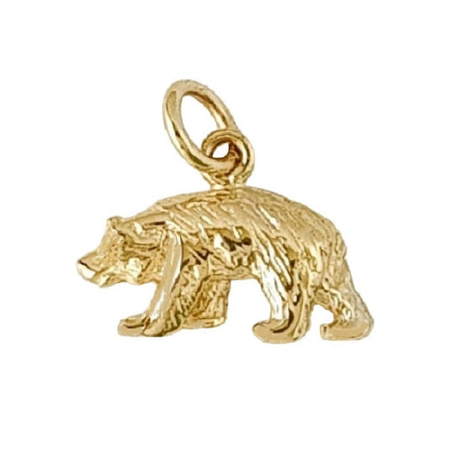 Small 14K Yellow Gold Bear Charm Pendant