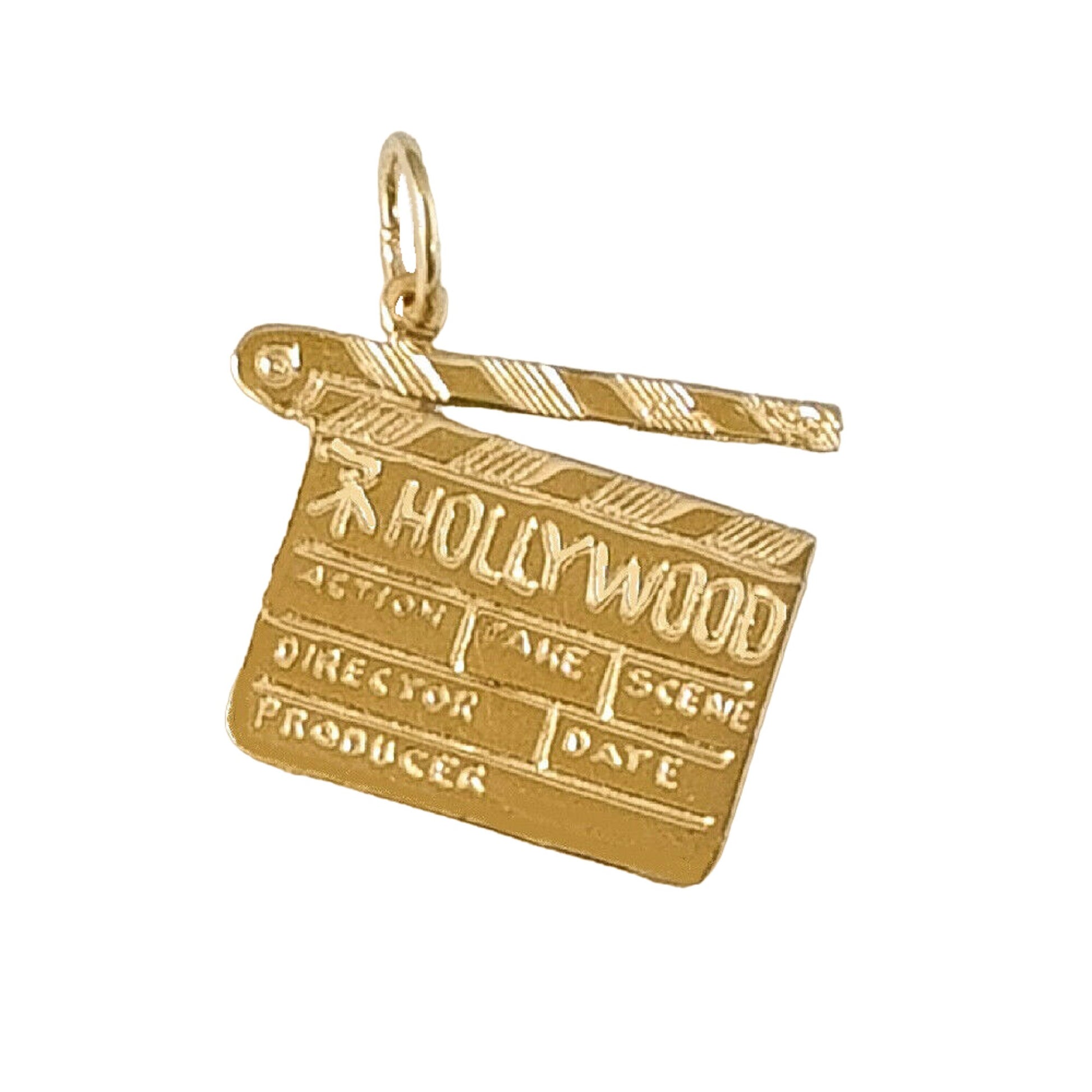 14K Yellow Gold Directors Action Movie Clap Board Pendant