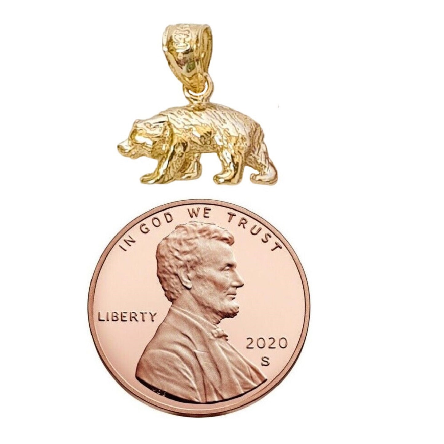 Small 14K Yellow Gold Bear Charm Pendant