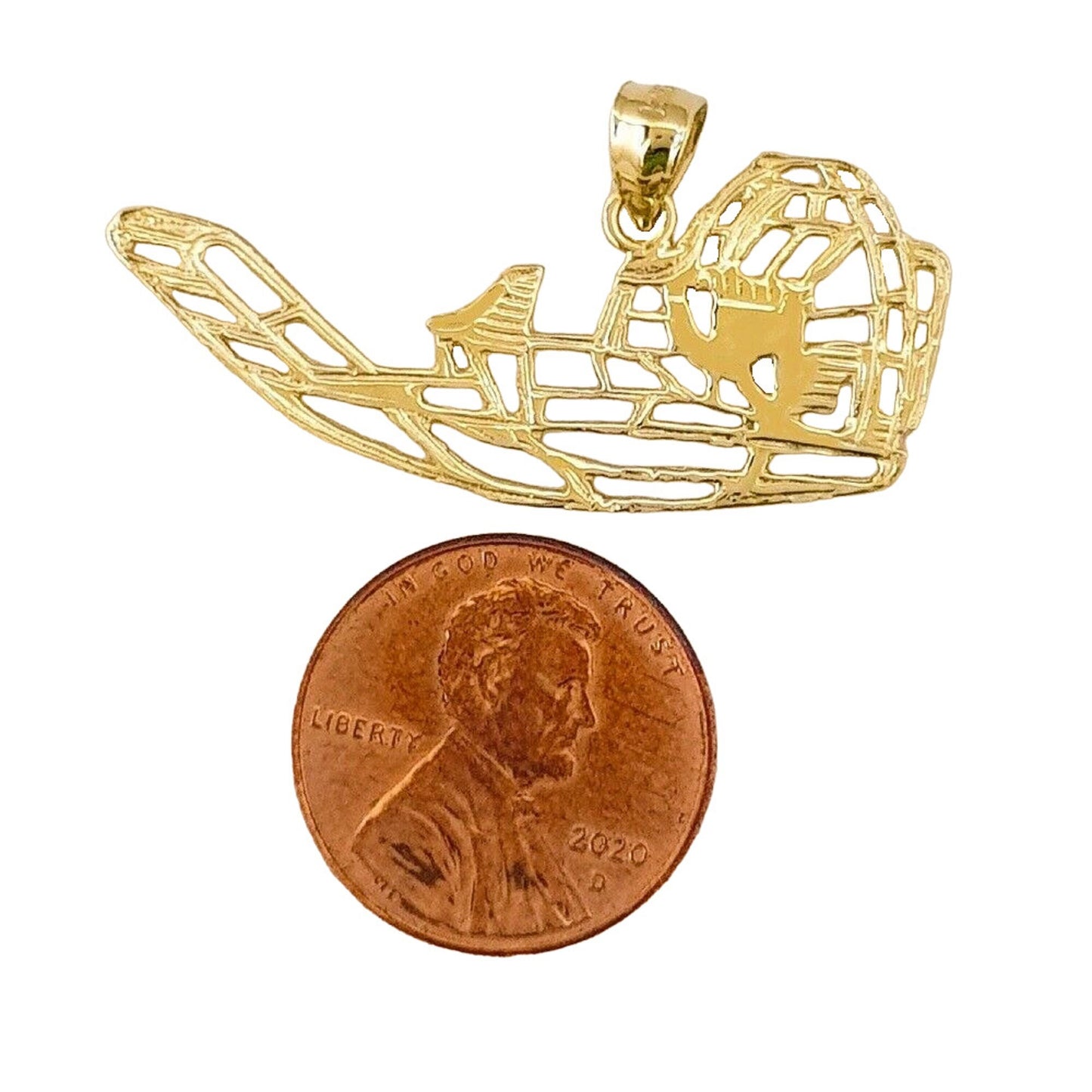 14K Yellow Gold Airboat Hovercraft Pendant
