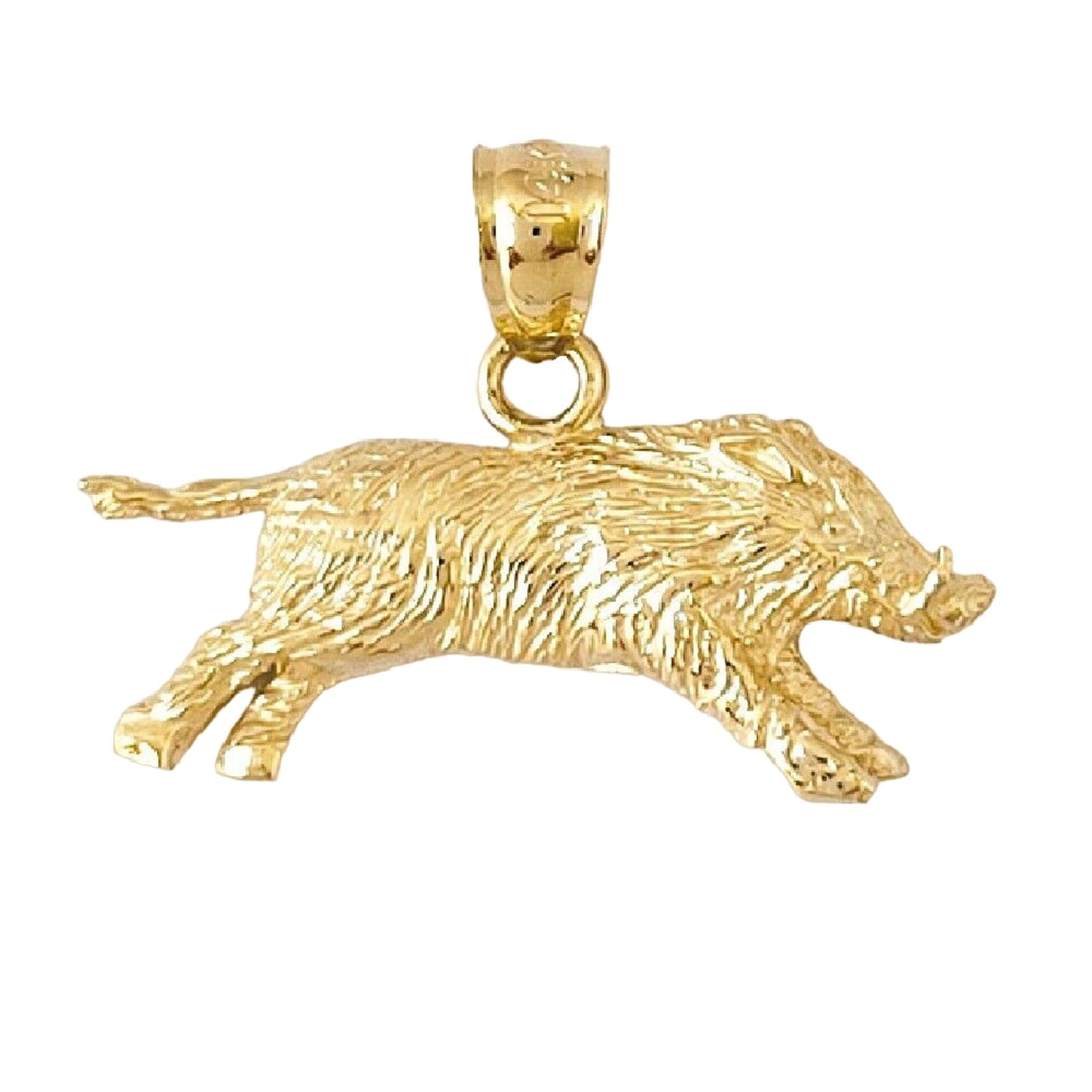 14K Yellow Gold Wild Boar Pendant